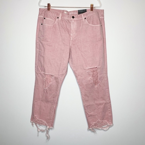 Mossimo Jeans Blush Pink Distressed Boyfriend Crop - Picture 3 of 6